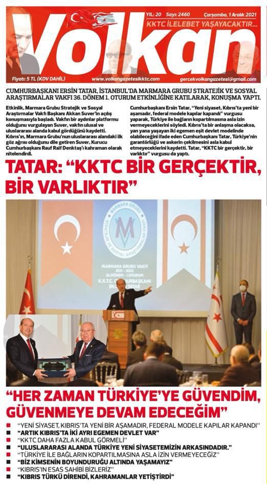 Volkan Gazetesi - Ersin Tatar 01.12.21